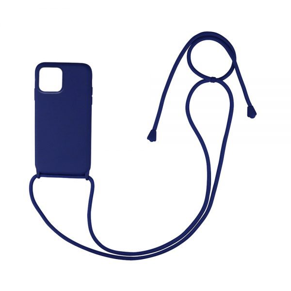 Iphone 13 Mini Θήκη Σιλικόνης Μπλε Σκούρο Με Κορδόνι