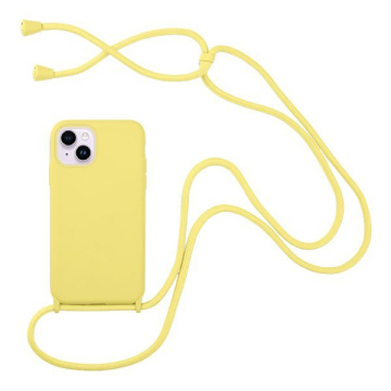 Iphone 14 Θήκη Σιλικόνης Κίτρινη Με Κορδόνι